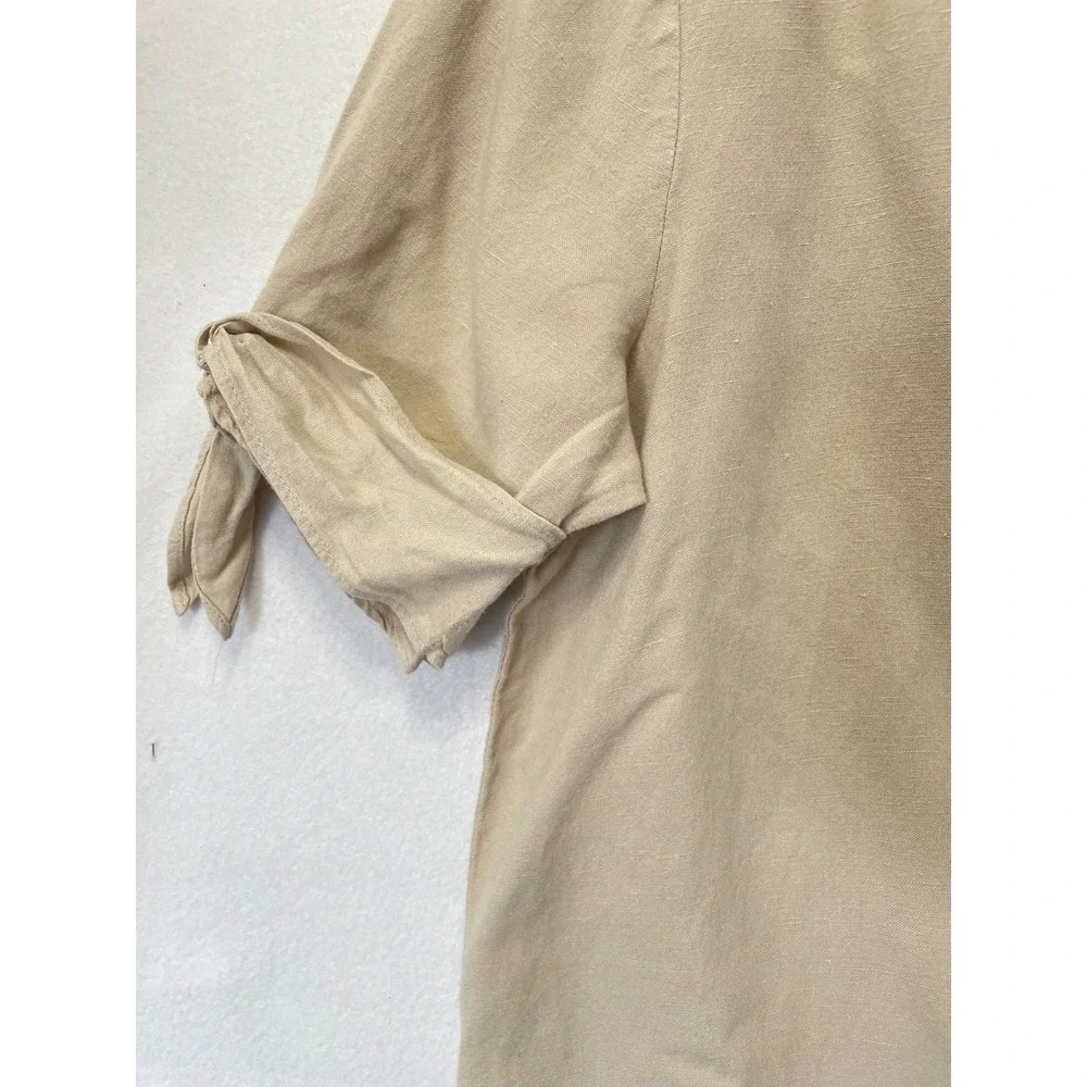 Philosophy Republic Clothing Tunic Top Women‎ L Tan Linen Blend Henley Pullover